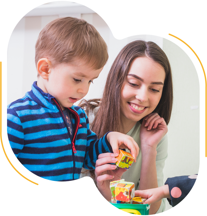 Parent and child learning together at home